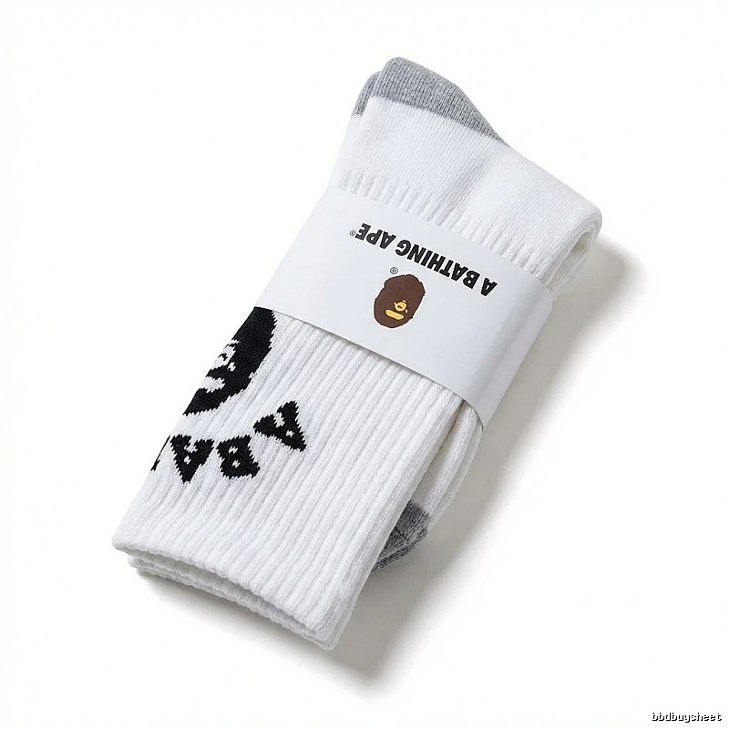 Bape Ape Man trendy brand white socks
