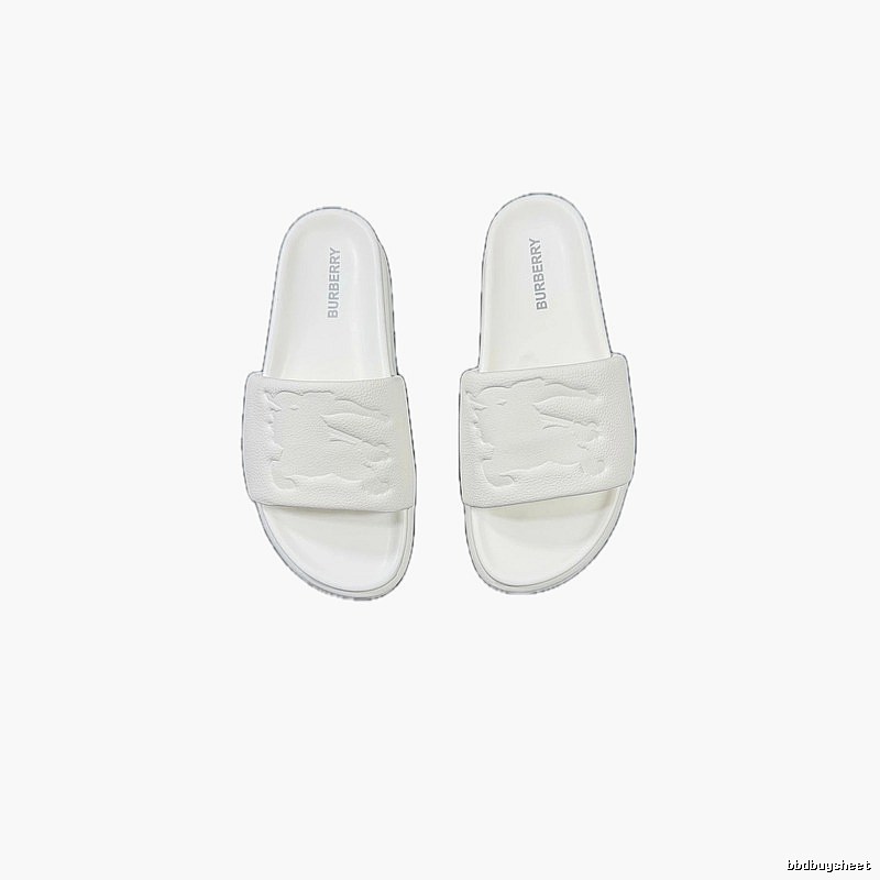 Burberry Embossed Equestrian Knight Minimalist White Slides
