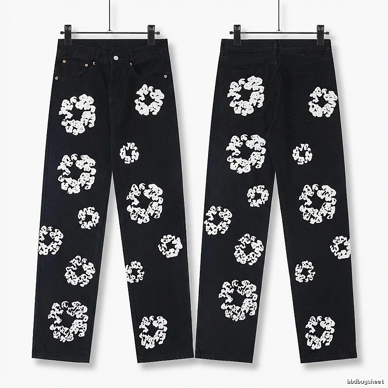 DENIM TEARS Printed Retro-Style Black Pants
