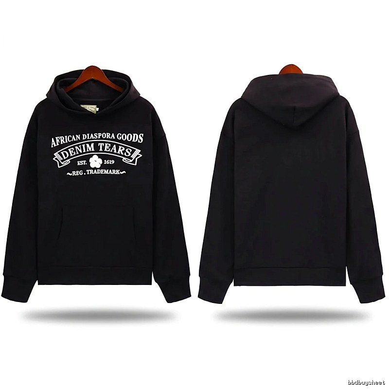 DENIM TEARS retro-style black hoodie