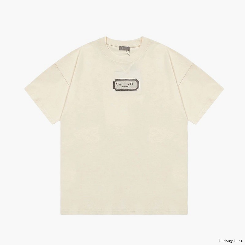 Dior Couture Minimalist Style Off-White Short-sleeve T-shirt