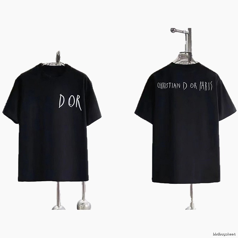 Dior Hand-painted Graffiti Minimalist Style Black T-shirt