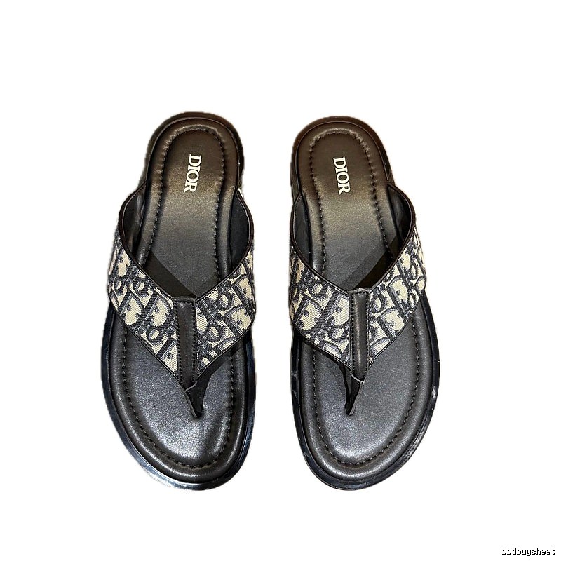 Dior Vintage Monogram Black and Grey Flip-Flops