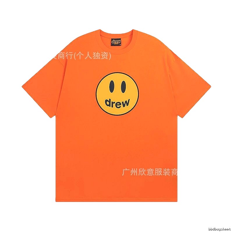 DREW Smiley Series Street Style Orange Short Sleeve T-shirt