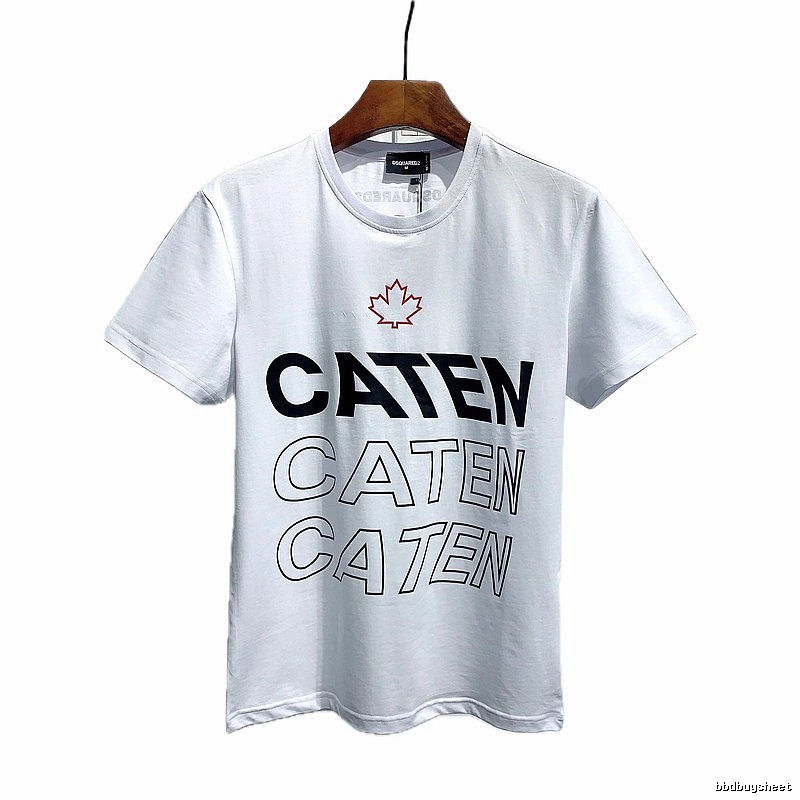 DSQ CATEN Letter Print Trendy Brand White Short Sleeve T-Shirt