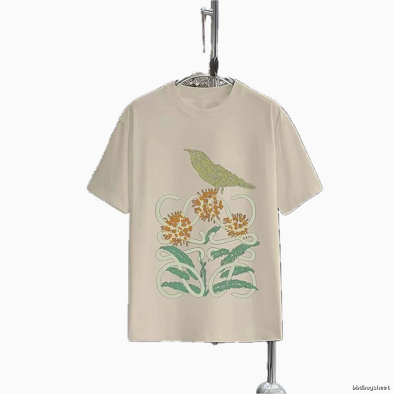 LOEWE Bird and Flower Print Casual Off-white T-shirt