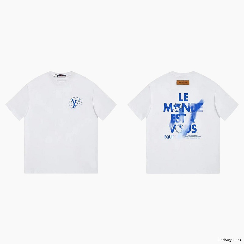 Louis Vuitton Trendy Global Print White Short-sleeve T-shirt