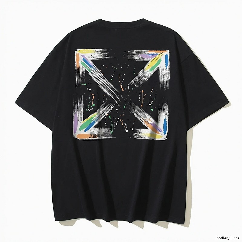 Off-White graffiti-style black T-shirt