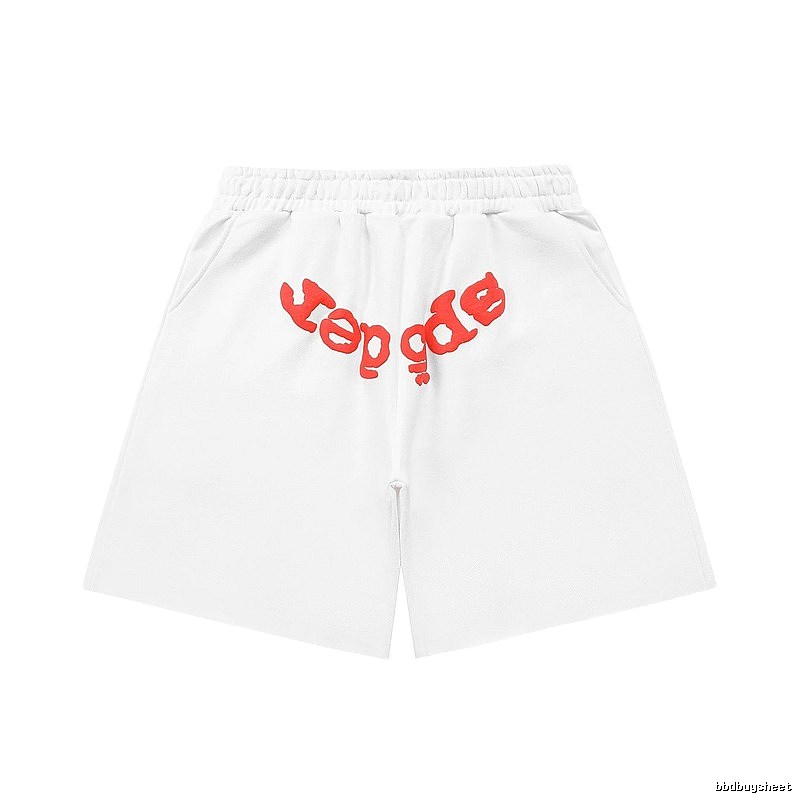 Sp5der red letter white shorts