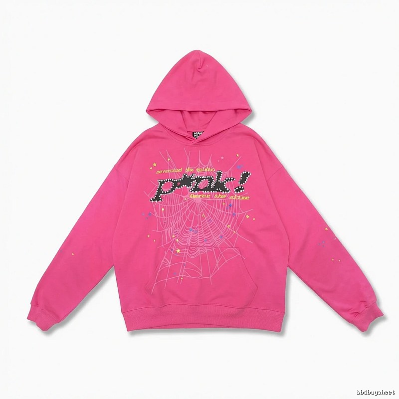 Sp5der Trendy Printed Pink Hoodie