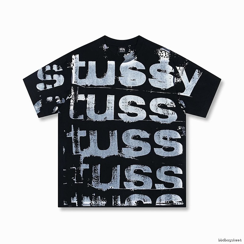 Stussy graffiti-style black T-shirt with letters