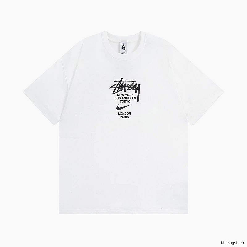 Stussy White Spider Graphic T-Shirt Airport Outfit Logo