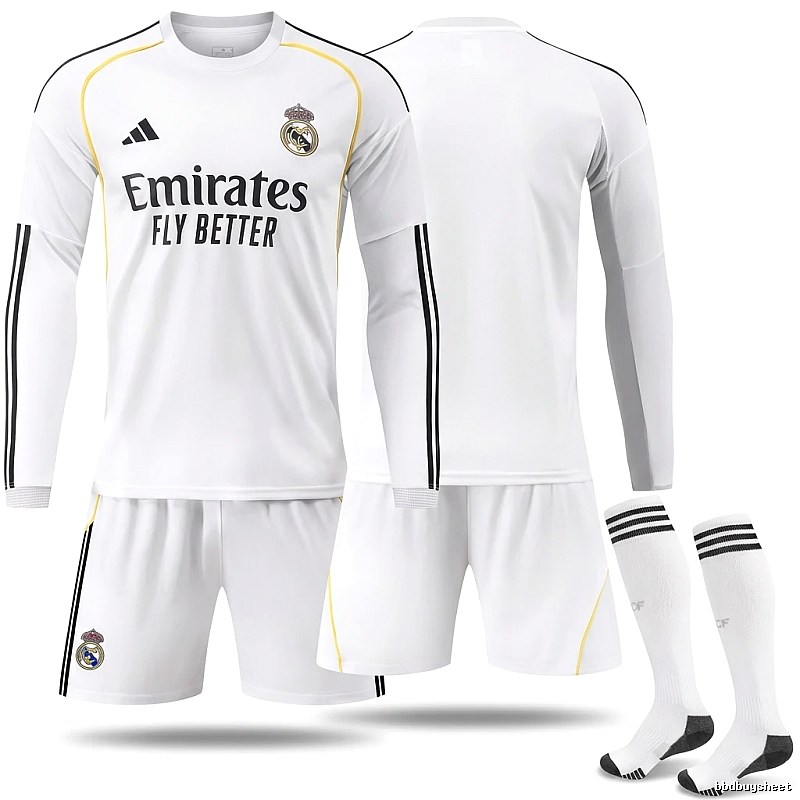 The sporty white jersey of Real Madrid.