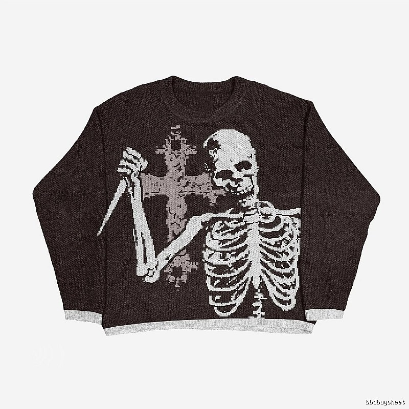 Travel Anime graphic sweater Black Knit Top with Modern Look