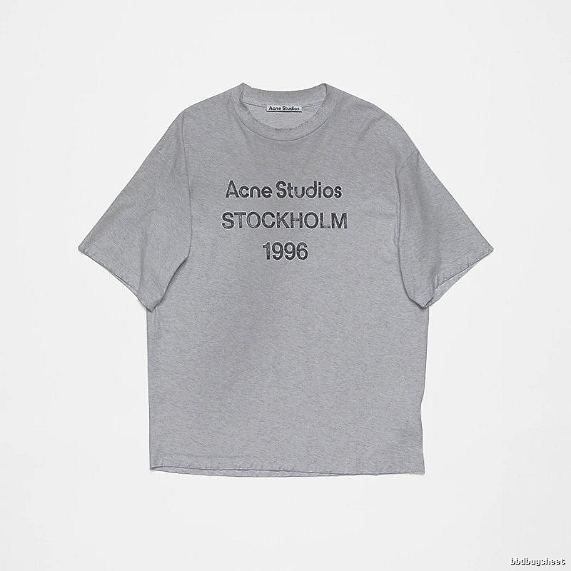 Acne Studios 2090-80 Gray Style Ac908026 Stockholm Logo T-Shirt Streetwear Look