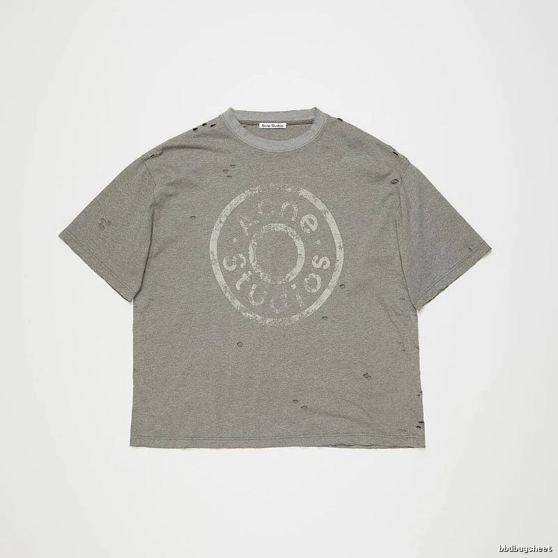 Acne Studios 2090-80 Gray Style Ac908041 Stockholm Logo T-Shirt Warm Weather