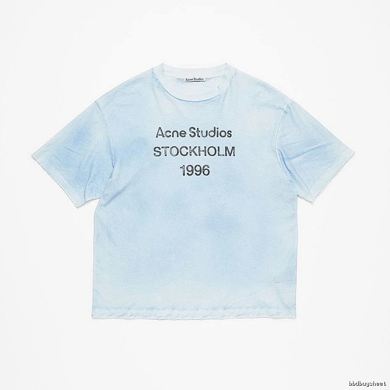 Acne Studios 2090-80 Light Blue Style Ac908046 Stockholm Logo T-Shirt Gift Ready