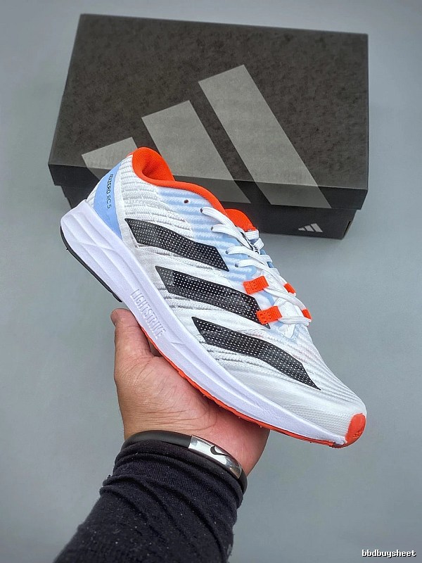 Adidas White, Black and Orange Road Runners, Mixed Panel Finish