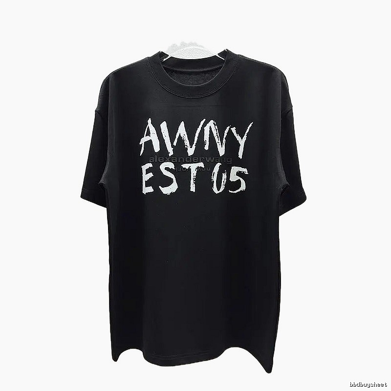 Alexander Wang Alphabet Street Style Black T-Shirt