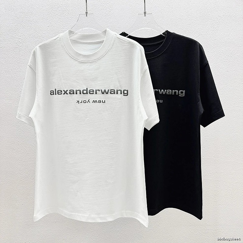 Alexander Wang Letter Print Casual Black and White Short Sleeve T-Shirt