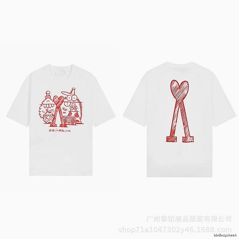 AMI Cartoon Graffiti Style Short-sleeve Shirt (White)