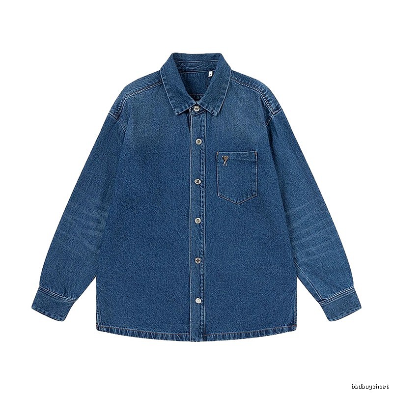 AMI casual style denim blue shirt
