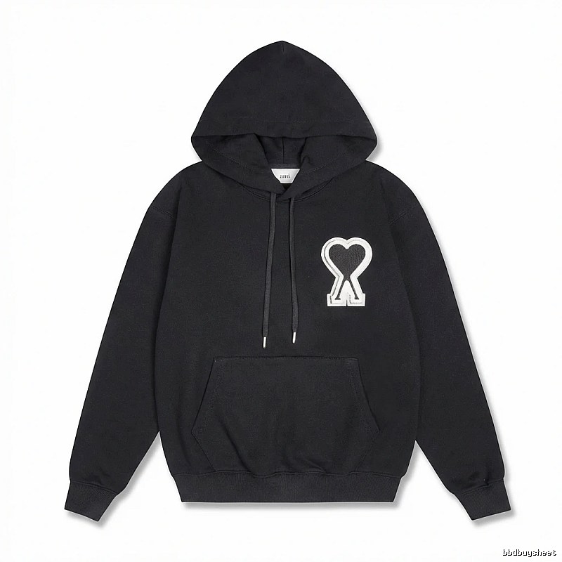 AMI Heart-shaped Pattern Black Hoodie