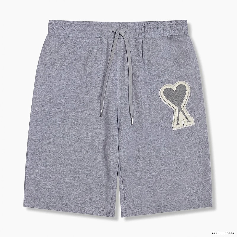 AMI Love Heart Pattern Light Gray Shorts