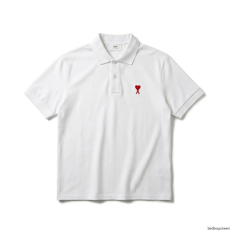 AMI Love Simple White Polo Shirt