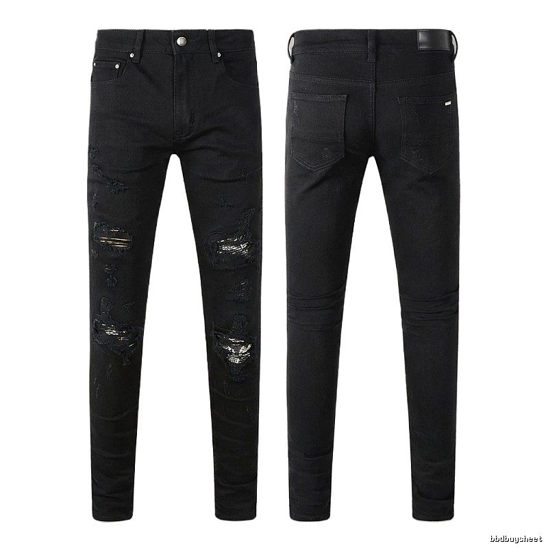 AMI Ripped Trendy Cool Black Jeans