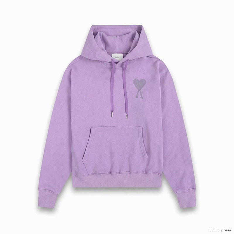 AMI series minimalist style purple hoodie