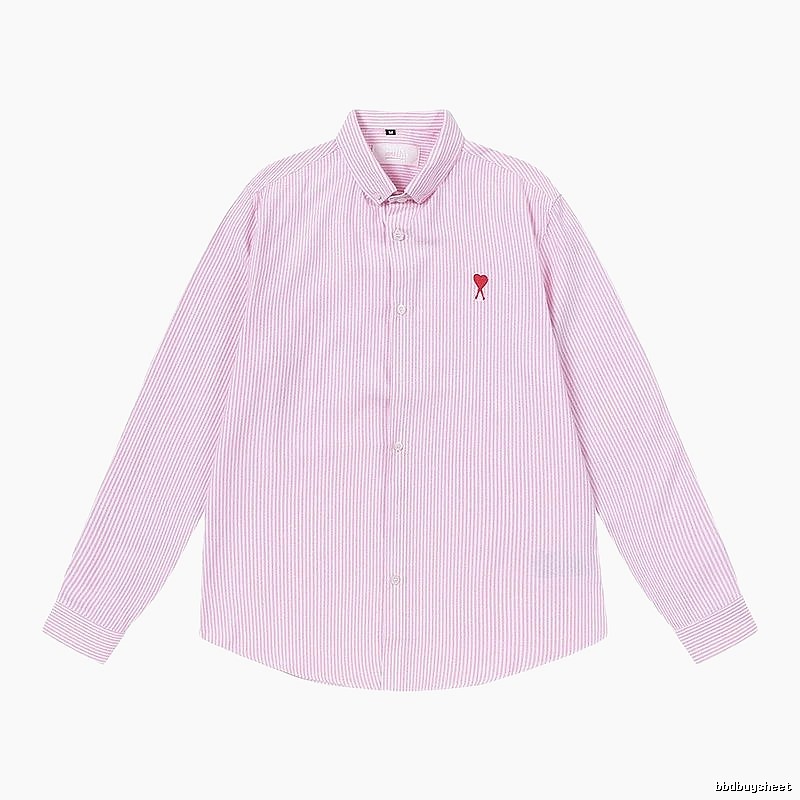 AMI Stripe Minimalist Style Pink Shirt