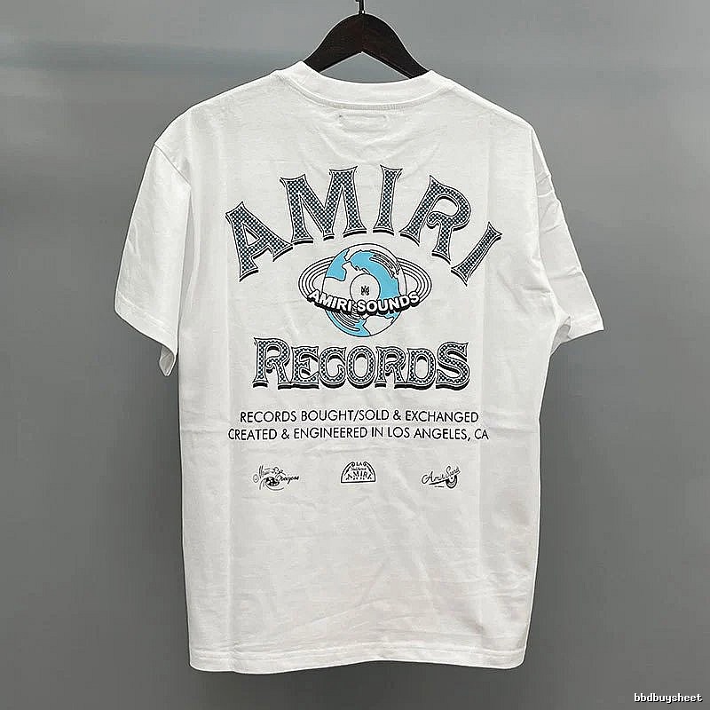 Amiri Letter Graphic White Blue Records Graphic T-Shirt Clean Colorway