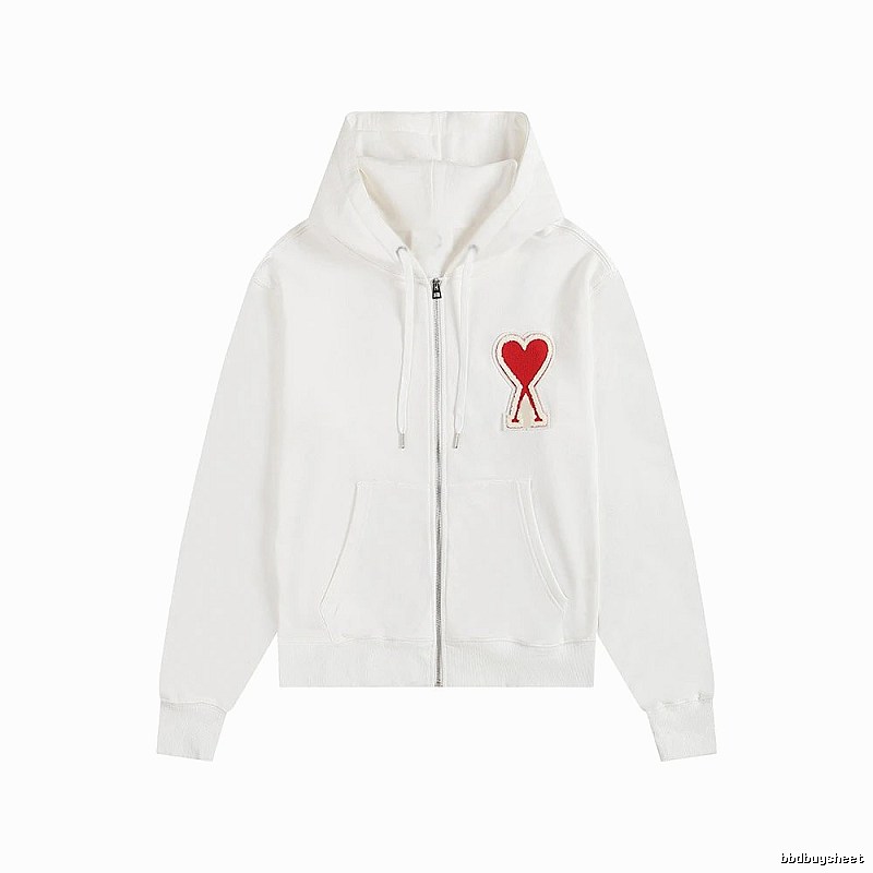 Ami's white hoodie with a cute heart embroidery style