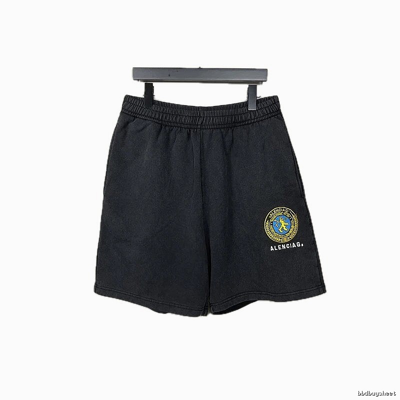 Balenciaga badge-style black shorts