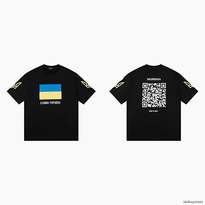 Balenciaga Charity Print Trendy Style Black Short-sleeve T-Shirt