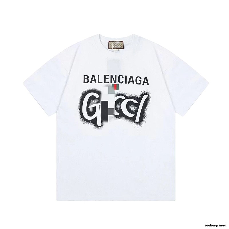 Balenciaga Co-branded Graffiti-style White Short-sleeve T-shirt