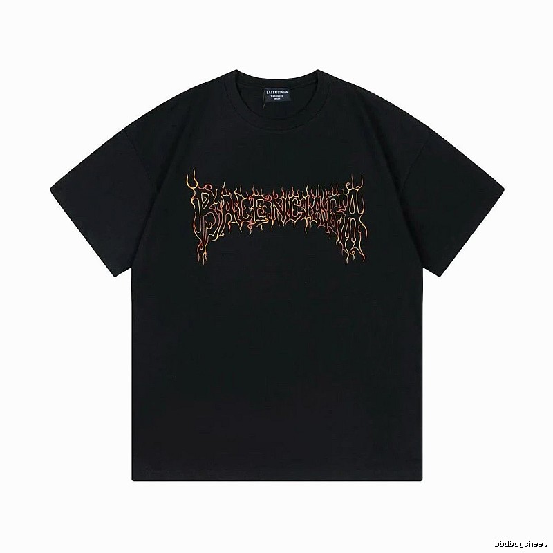 Balenciaga Flame Gothic Style Black T-shirt