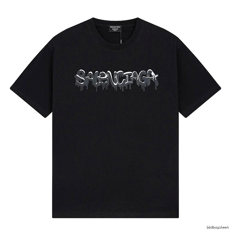 Balenciaga Graffiti Street Style Black Short Sleeve T-shirt