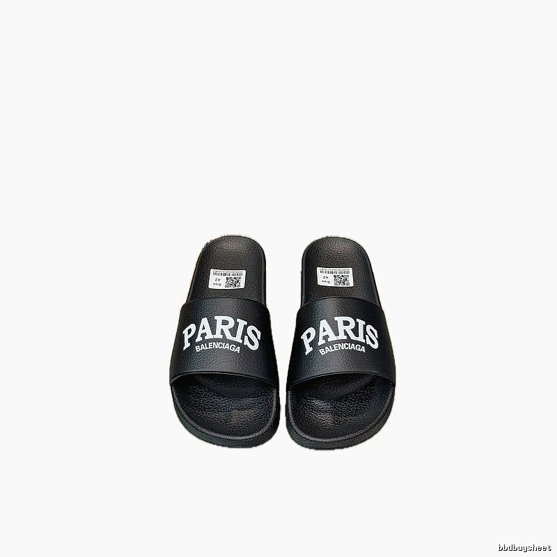 Balenciaga PARIS Print Trendy Black Slippers