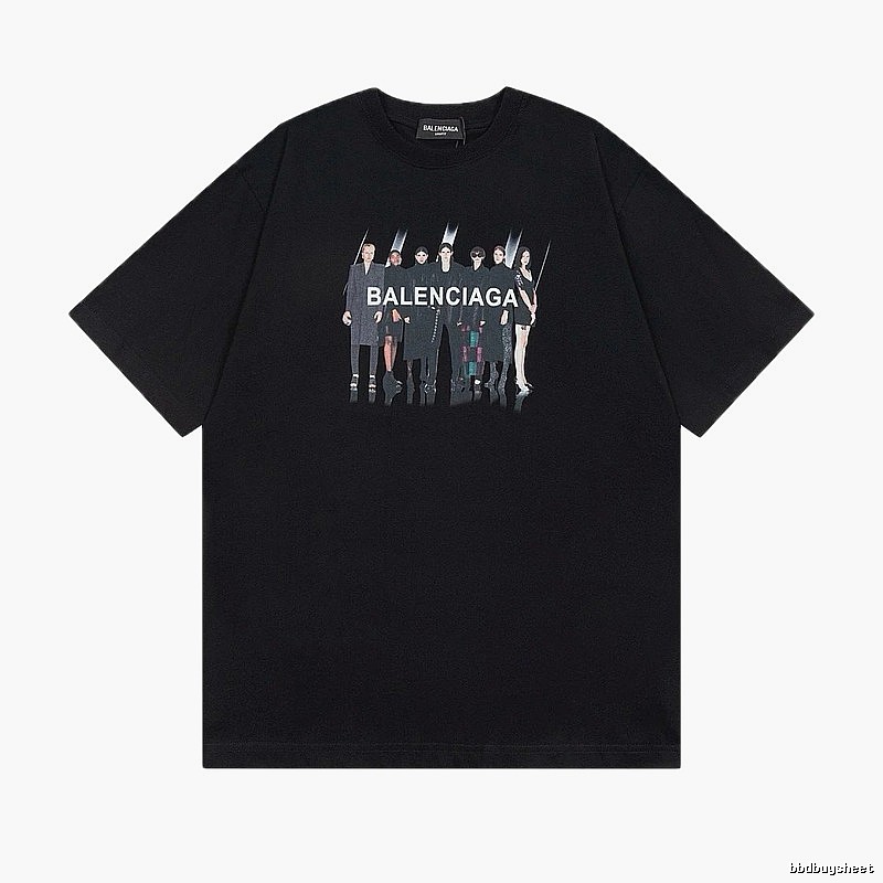 Balenciaga Portrait Print Trendy Black T-Shirt