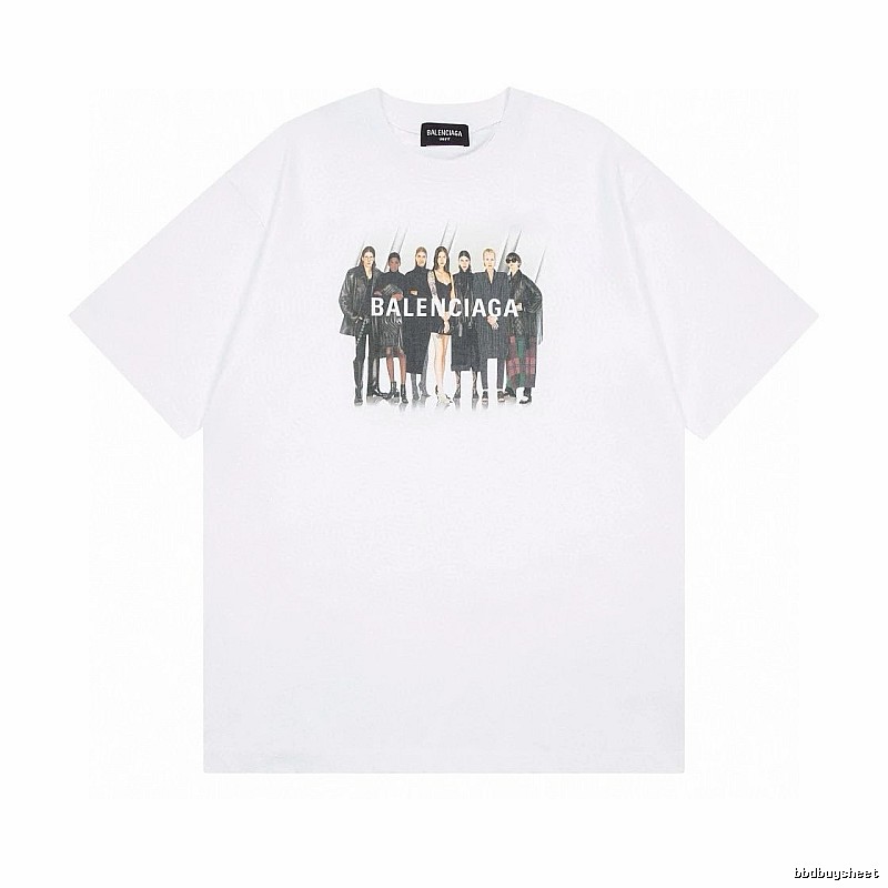Balenciaga Trendy and Cool Style Portrait Print White T-shirt