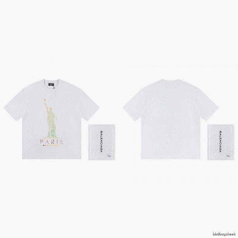 Balenciaga Trendy White T-shirt with Statue of Liberty Print