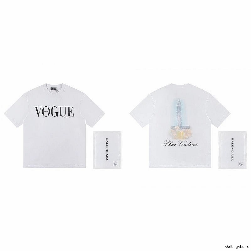 Balenciaga VOGUE Printed Trendy White T-Shirt
