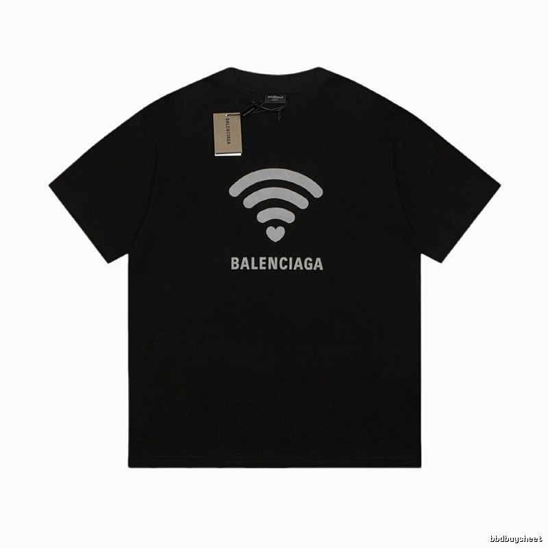 Balenciaga WiFi Printed Trendy Black T-shirt