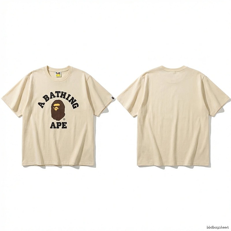 Bape Ape Head Minimalist Style Beige T-shirt