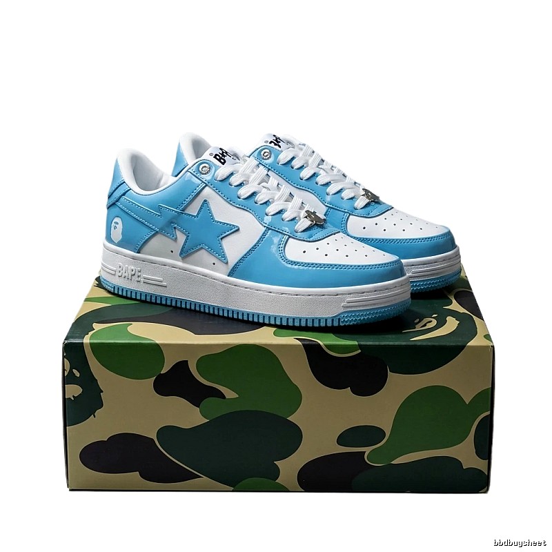 Bape blue and white color - blocking casual shoes