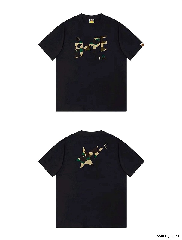 Bape camouflage style black T-shirt