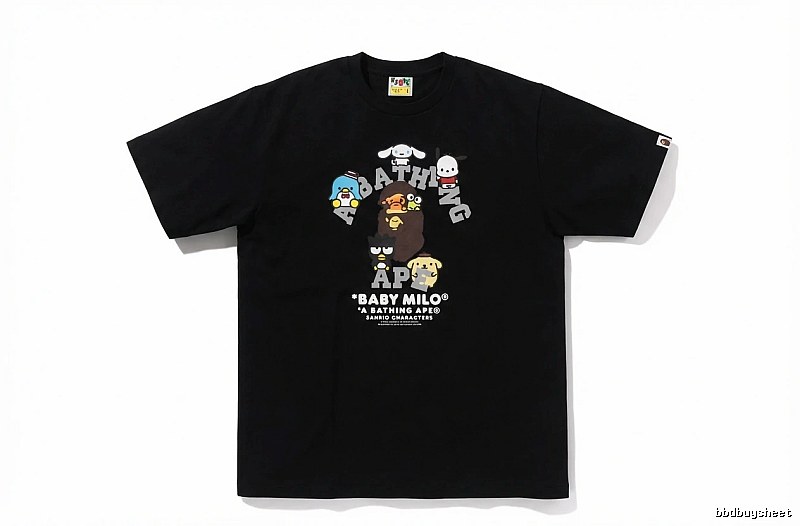 Bape cartoon print trendy brand black T-shirt