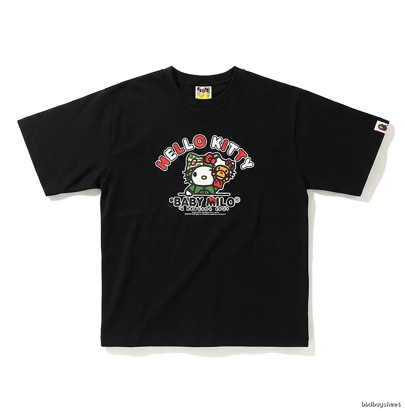 Bape Co-branded Cartoon Style Black T-shirt